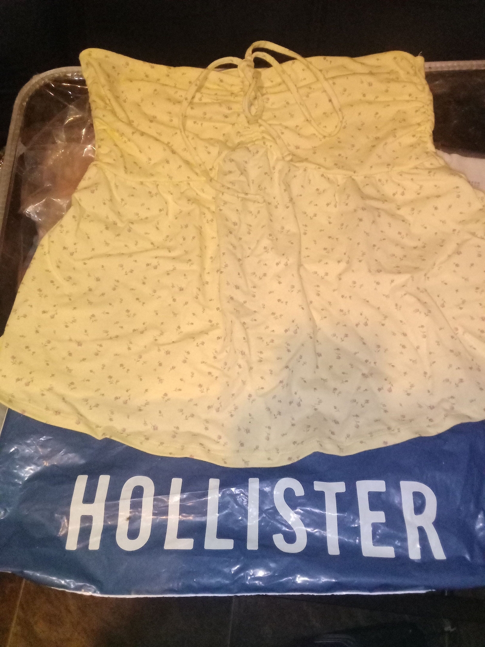 Hollister Yellow Strapless Shirt With Tie Up Front